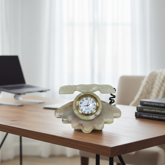Vintage Marble Telephone Table Clock