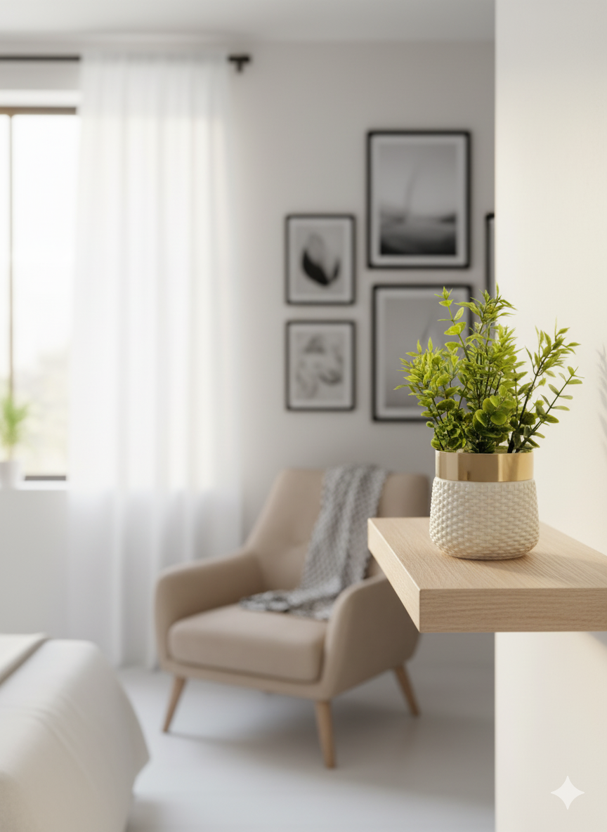 Artificial Pampas & Palm Arrangement in Textured Rope Vase