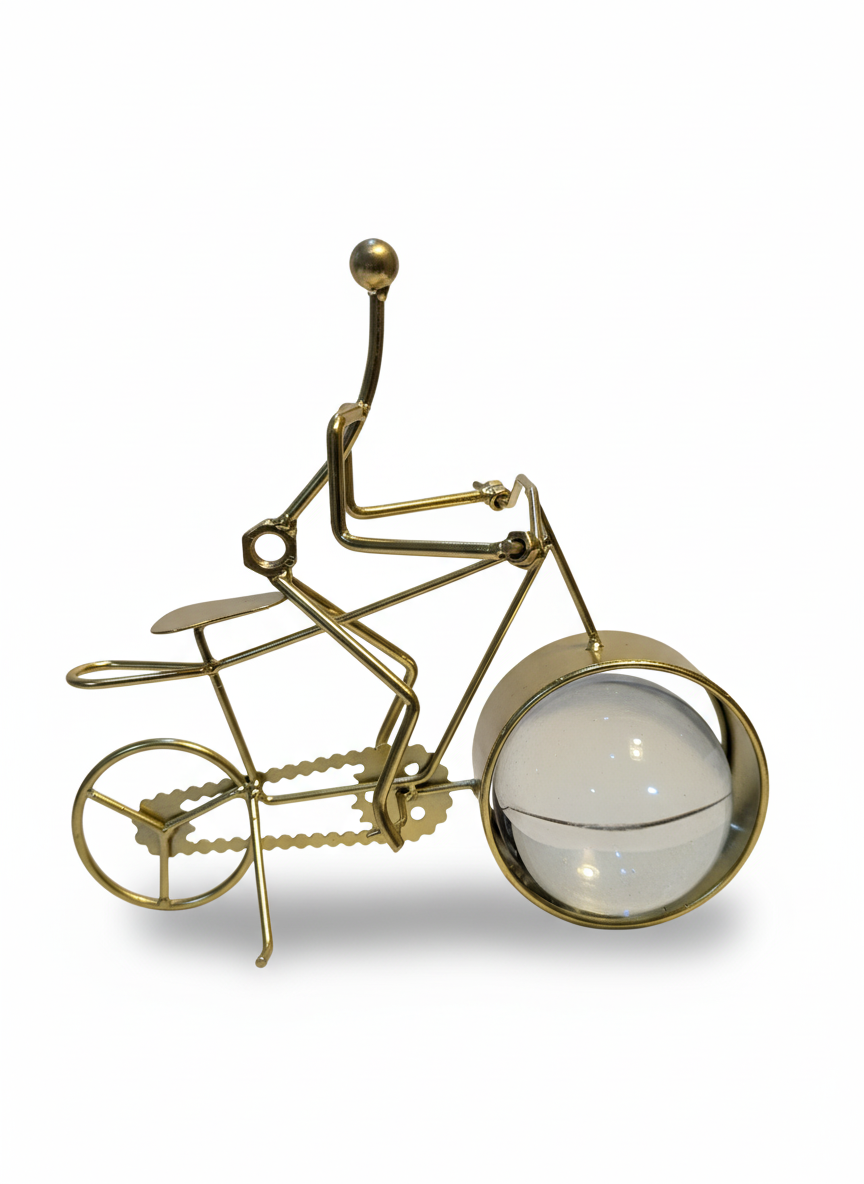 Vintage Gold Bicycle Planter with Succulent Pot