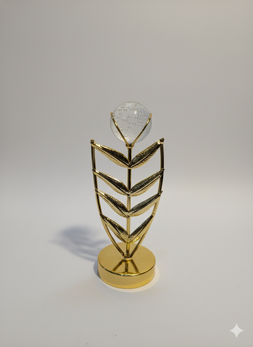 Golden Leaf Crystal Decor Piece