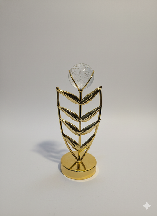 Golden Leaf Crystal Decor Piece