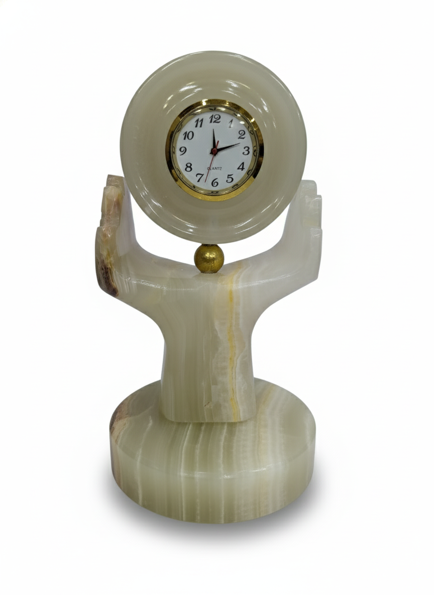 Handcrafted Onyx Stone Table Clock