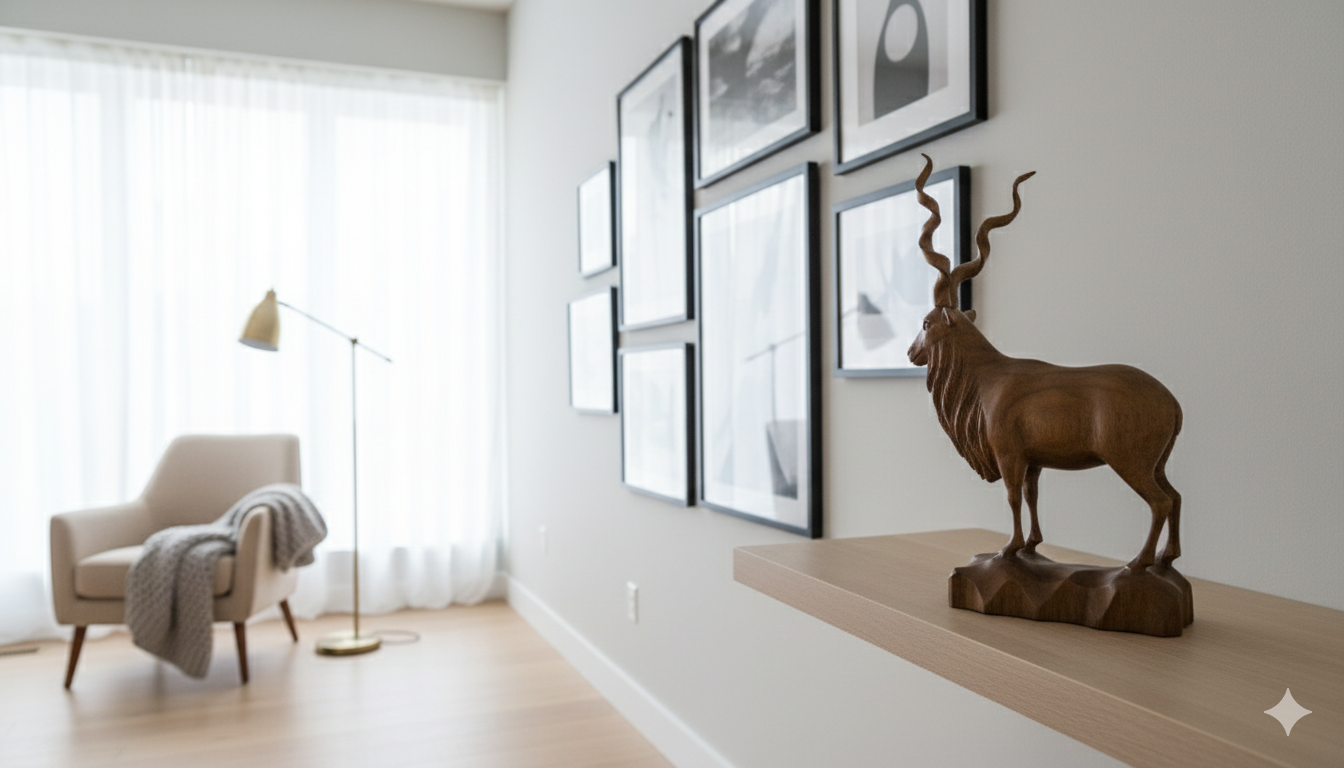 Elegant Wooden Deer Sculpture