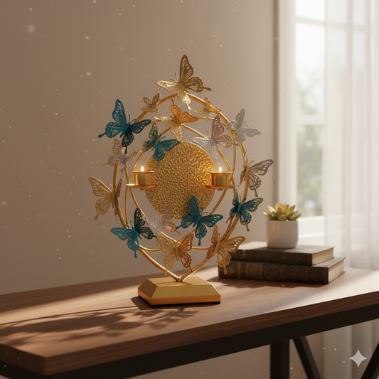 Golden Butterfly Candle Holder