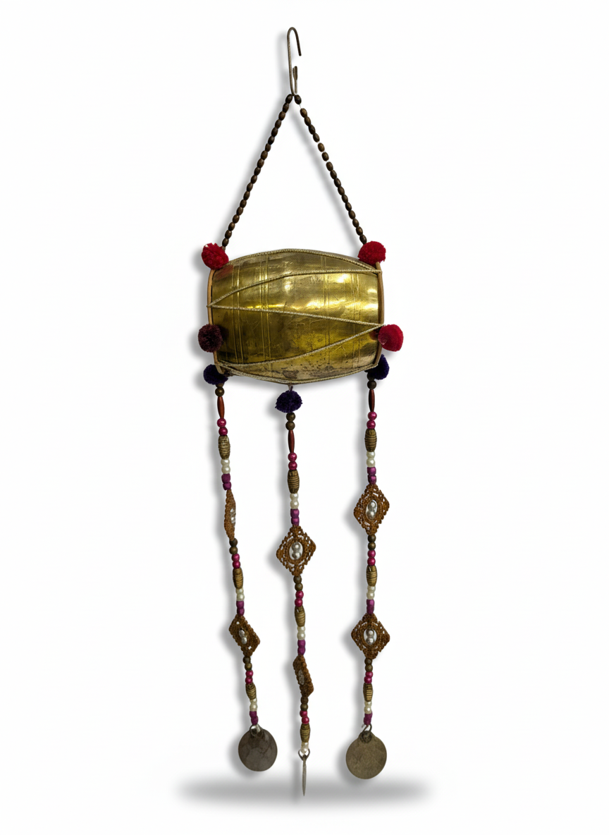 Handmade Brass Tribal Wall Hanging with Beads & Bells