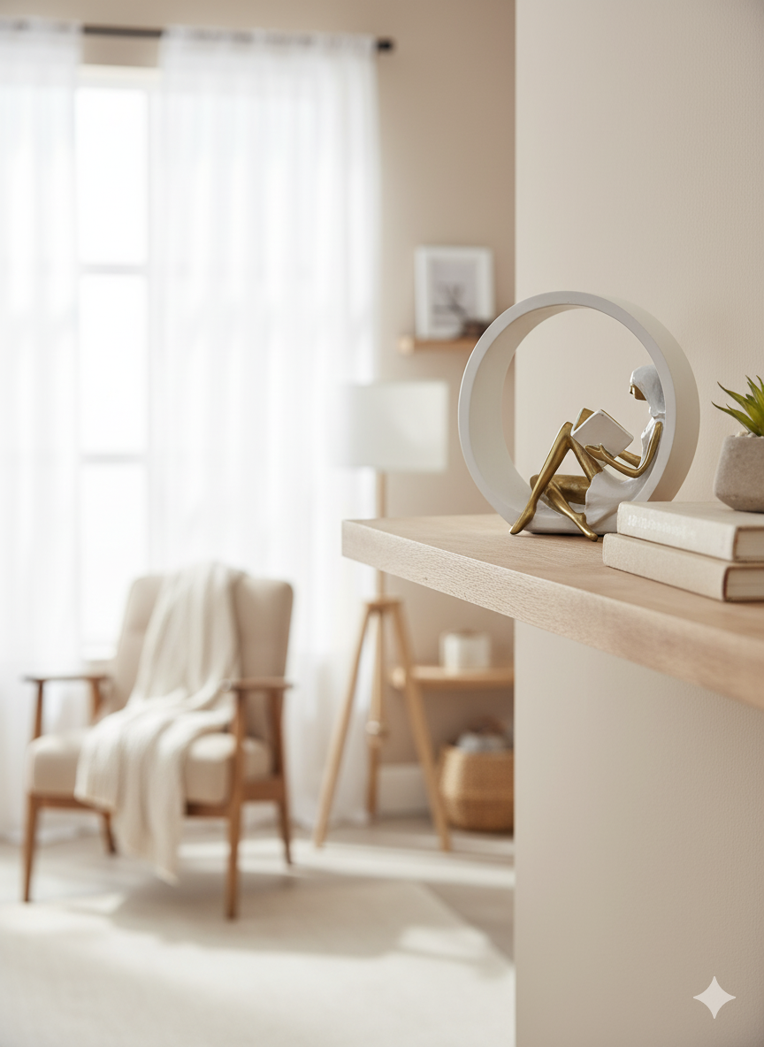 Elegant Lady Sitting Sculpture 2 pcs set