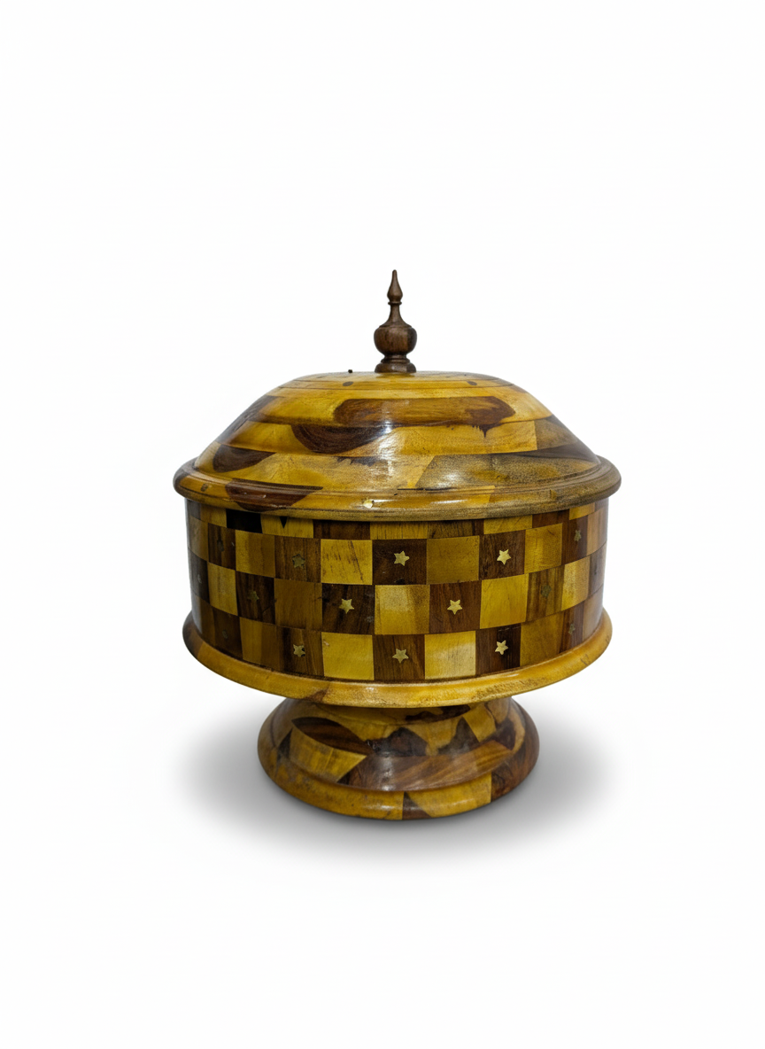 Wooden Inlay Pedestal Box for Dry Fruits & Sweets