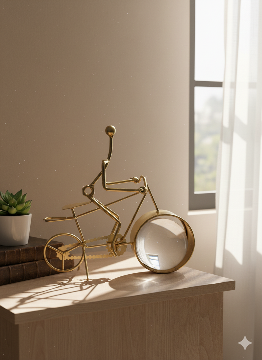 Vintage Gold Bicycle Planter with Succulent Pot