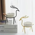 Deer Style Decorative Ashtray Ceramic Pot with Iron Construction for Home Decor