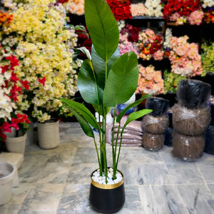5.5 Ft Artificial Banana Palm Plant with White Pot